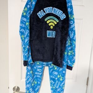 Kids Blue and Green Pajamas - All You Need Is Wifi